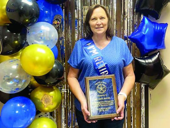 Retiring Colorado County Sheriff’s Office sergeant Carol Richter received honors for 42 years of service.