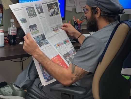 The Citizen made it out to the streets of San Antonio as R.N. Jason Pulido is pictured here reading the Citizen on his lunch break at Audie Murphy Veterans Hospital. 