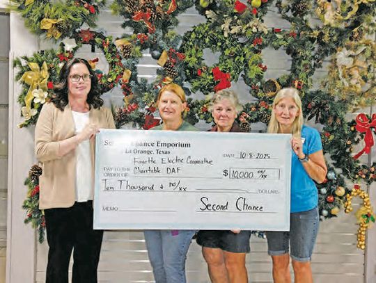 Fayette Electric Cooperative Charitable Fund receives grant from Second Chance Emporium