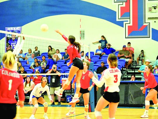 Ariana Palacios prepares to serve during a home game this season. Citizen | Trenton Whiting