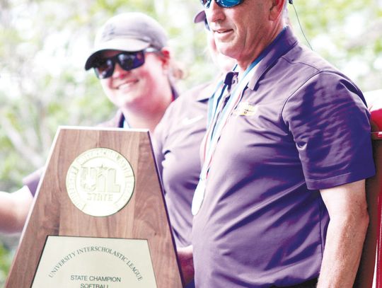 Longtime Weimar softball head coach takes COTY trophy