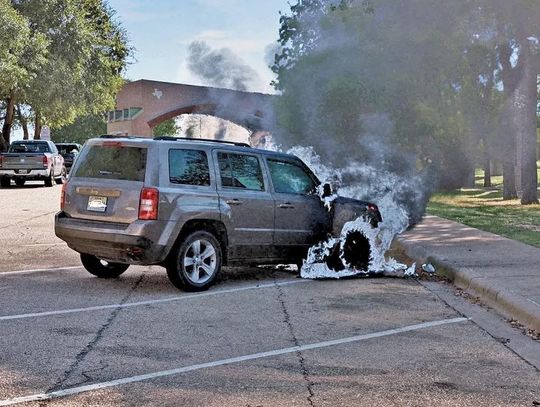 NO INJURIES REPORTED WITH CAR FIRE