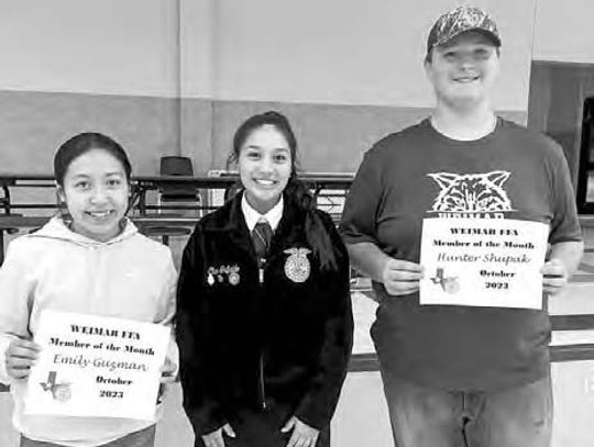 WEIMAR FFA AWARDS MEMBERS OF THE MONTH