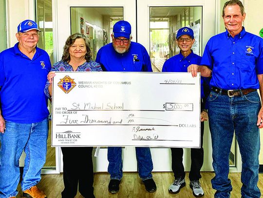 WEIMAR KNIGHTS DONATE $5,000 TO ST. MICHAEL SCHOOL SECURITY