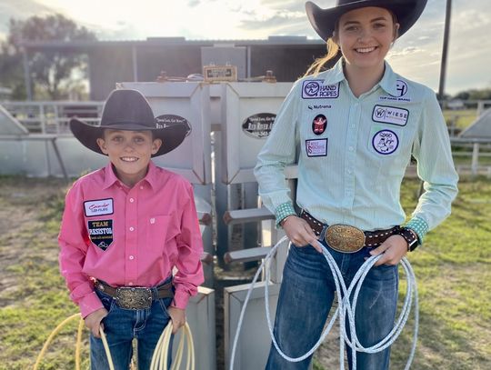 Pictured are Jaxon Wahlberg and Jakelyn Primrose, two rodeo competitors that qualified for an intracontinental competition in Vegas. Courtesy photo