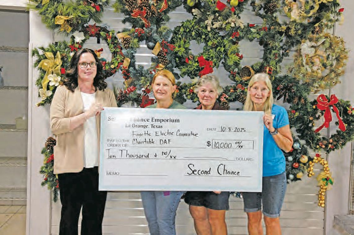 Fayette Electric Cooperative Charitable Fund receives grant from Second Chance Emporium Fayette Electric Cooperative Charitable Fund receives grant from Second Chance Emporium