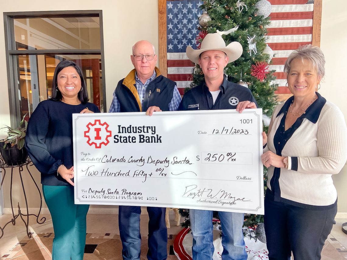 INDUSTRY STATE BANK DONATES TO THREE HOLIDAY PROGRAMS