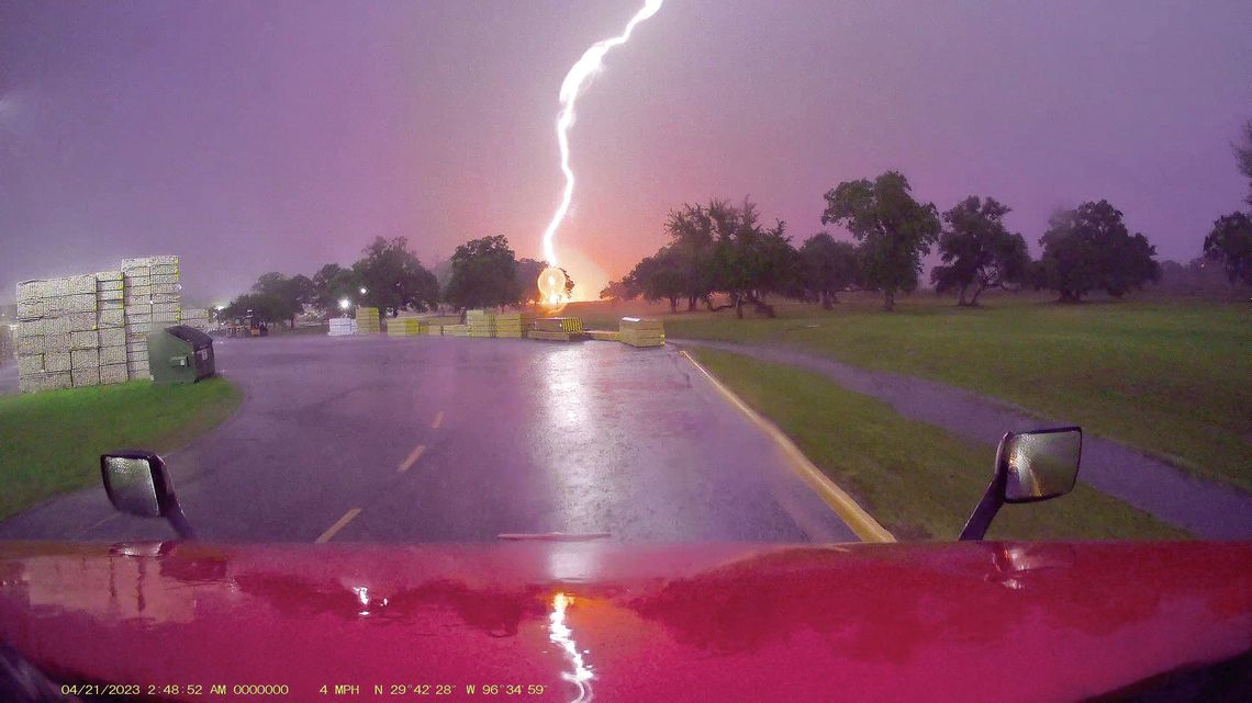 Stormy weather causes lightning strike
