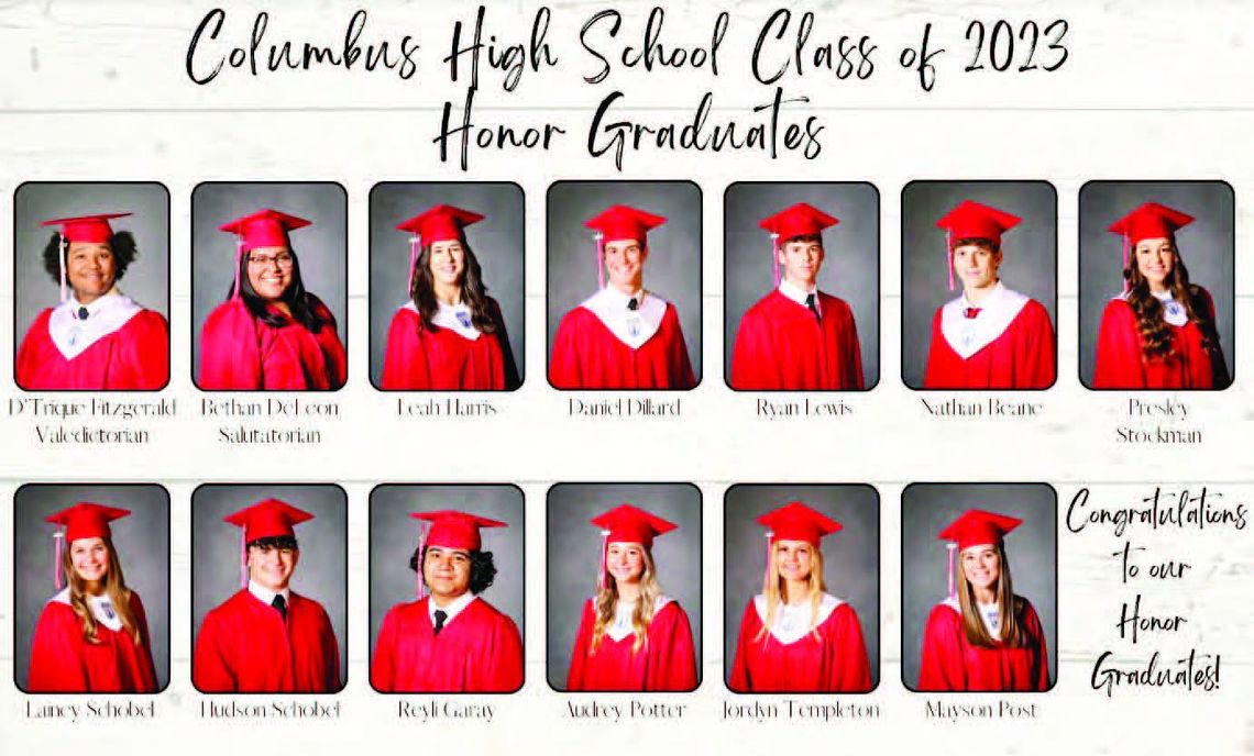 Top graduates for RHS, CHS, WHS and graduation dates