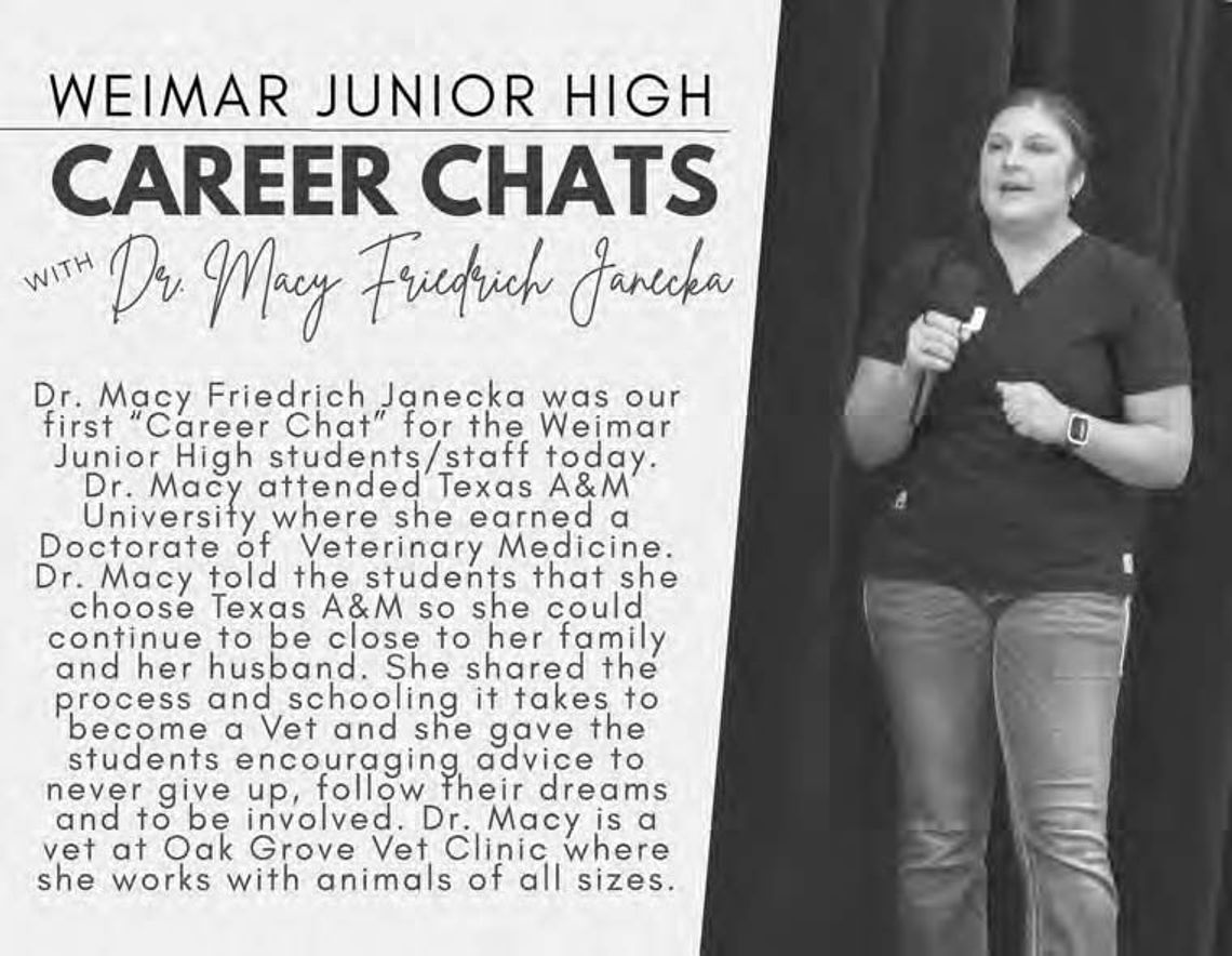 WEIMAR JH HOSTS CAREER CHAT