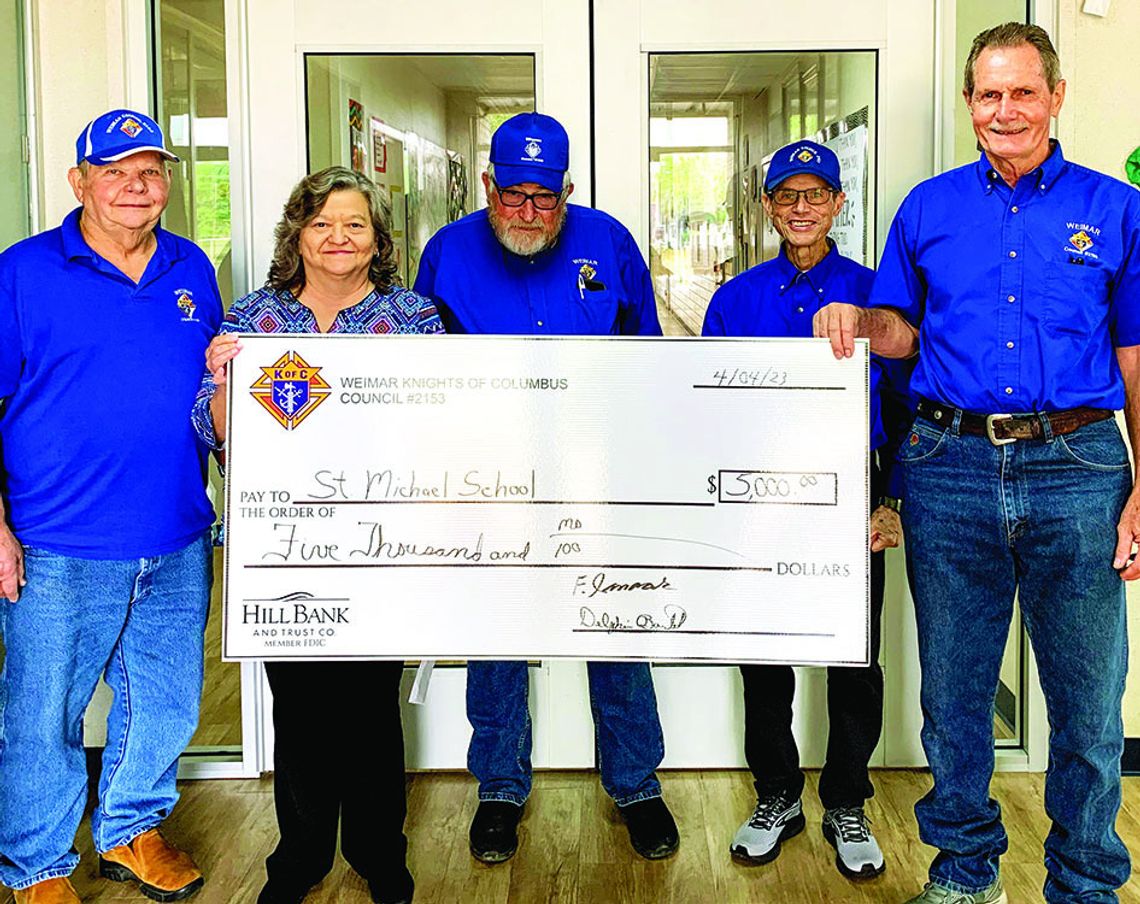 WEIMAR KNIGHTS DONATE $5,000 TO ST. MICHAEL SCHOOL SECURITY