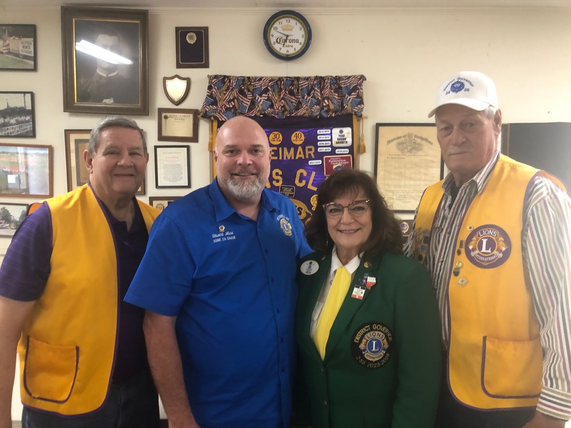 WEIMAR LIONS CLUB RECEIVES A VISIT FROM DISTRICT GOVERNOR JANE ISTRE