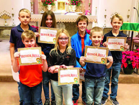 Fourth grade honors: (front row) Landry Venghaus, Devyn Krc, Cormac Barten, (back row) Jace Tribe, Charley Pavlicek, Kyle Glueck and John Neal