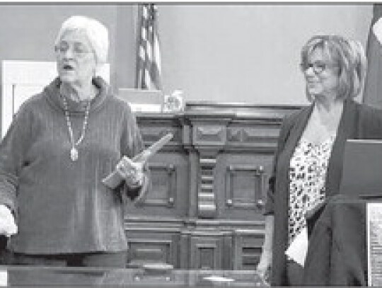 Sharon Johnson (left) and Stacy Fleig presented about Credit for Life, a program for high school seniors, sponsored by Columbus