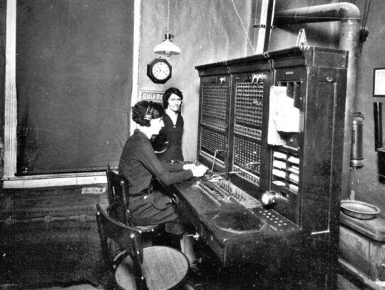 Ruby Tolbirt at the switchboard at the telephone exchange in Columbus, January 17, 1925.