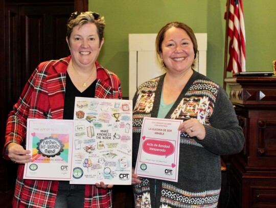 Columbus Physical Therapy representative Kristina Pflughaupt (left) and Vice President of Awareness Campaigns Elizabeth Espinoza-Rodriguez.