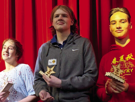 Left: All Star Cast awards — Presley Stockman (left) and Adam Baker. Right: Honorable Mentions — Leah Harris (left), Jay Schindler and Grey Gabriel. Courtesy photos