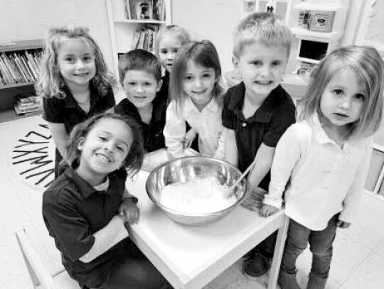 Mrs. Debbie and her 3K class made snow and played with bubbles last week, and had the best time! Pictured are Parker Farr (left), Nala Walker, George Kridel, Lennon Landry, Rosie Wied, Conrad Zapf and Lainey Muehlstein.