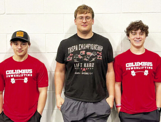 The Columbus boys’ regional qualifiers from left to right are Jesse Reip, Hunter Mangum and Clay Kohleffel.