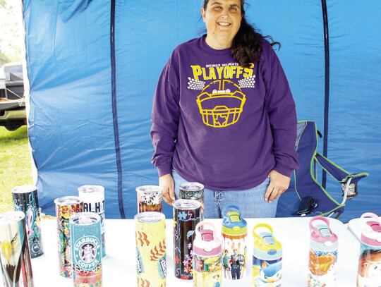 Valerie Dennis of Valerie’s Handmade Arts made tumblers, cinch bags, T-shirts and more.