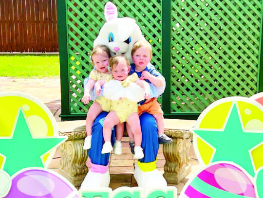 Avery, Madison and Hayes Gaby had their picture taken with the easter bunny on Saturday, April 1 at the Columbus Chamber of Commerce’s Easter Egg Hunt on Sqaure. Courtesy photo