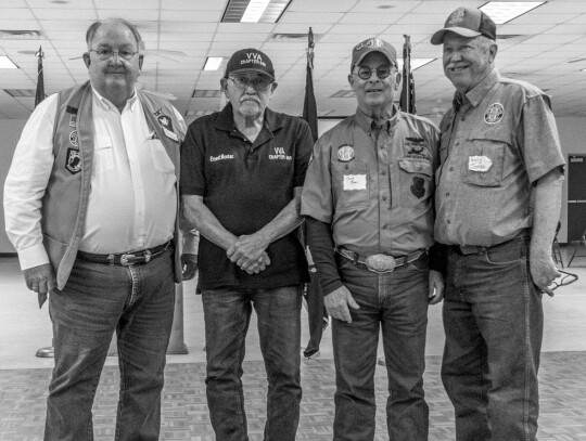 Presidents of VVA chapters in attendance from left: Joe Mc-Creary, VVA 1069; Ernest Montez, VVA 898; Roger Moyers, VVA 1127 and Andy Janda, VVA 870. Not pictured: Earl Cummings, VVA 854. Courtesy photos