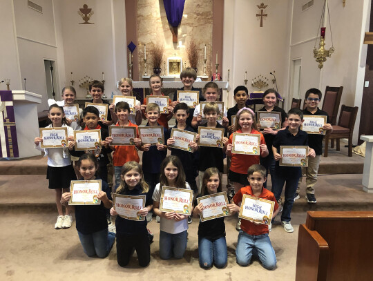 Third grade Honors and High Honors: (front row) Genesis Trujillo (H), Catheryn Besch (H), Maddie Wright (H), Taitlyn Beauchamp (H), Clark Smith (HH), (second row) Kate Crosby (HH), Abraham Rangel (HH), Jude Heffley (H), Grayson Wolters (H), Carson McRee (H), Eli Walla (HH), Kimber Nelson (...