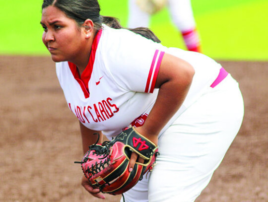 Bethany DeLeon holds down first base in a blowout win against Tidehaven.