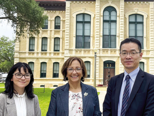 Kailey Royal (left) and Consul Saito were joined by Ester Chandler, who led the tour.