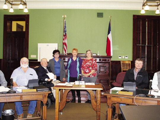 Judge Ty Prause and Commissioners recognized May 4 as the National Day of Prayer. Pictured with the judge and commissioners are Mary Stavinoha, Dr. Mazie Leftwich and Sandy Cherniss.