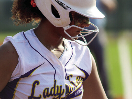 Weimar’s Kaelyn Williams readies herself to take the pitch at the plate.