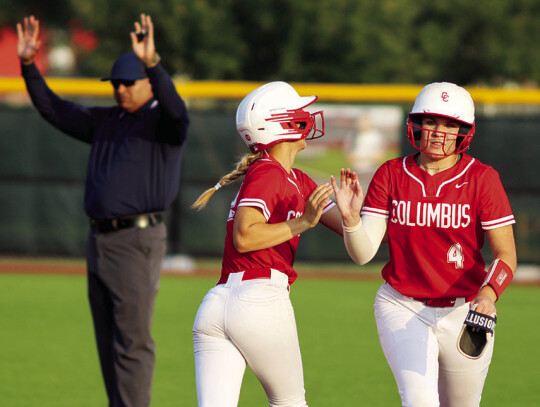 Kaylea Foster pinch runs for catcher Ellie Brown.