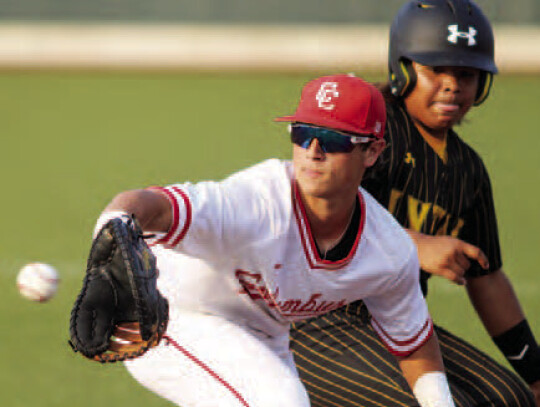 Kaleb Kuhn generally mans first base and is also part of the Cards’ stout pitching staff.