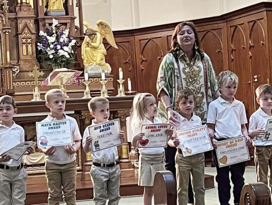 Pre-K 4 class - Dylan Ambriz, Wade Anders, Steven Herzik, Nolan Holik, Lynlie Janak, Joseph Marshall, Finlay Prichard- Jones, Casen Strickland, and Kennedy Vanicek.