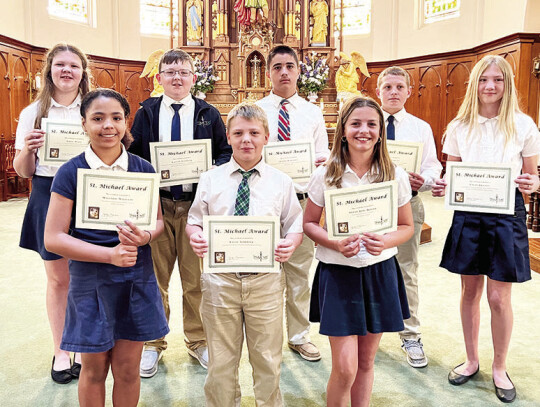 Sixth grade- (front) Mallarie Williams, Layne Schimcek, Sarah Jane Berger, (back) Emily Wied, Layton Schimcek, Joseph Rowland, Nolan Morgan, Chloe Brandt. Not Pictured-Nicholes Williams.