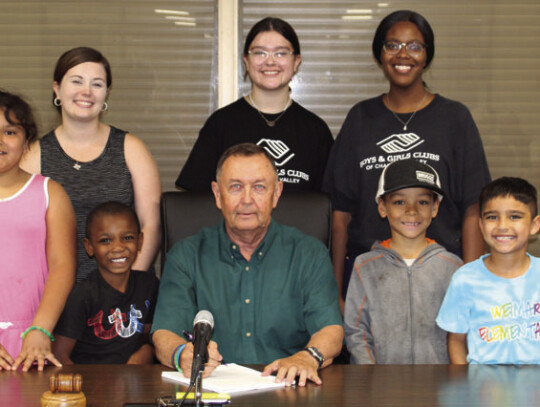 The Weimar City Council approved a proclamation designating June 21-25 as Boys and Girls Club Week in Weimar. Pictured with Mayor Milton Koller are representatives from the Boys and Girls Club of Champion Valley which serves Columbus, Schulenberg, and Wei