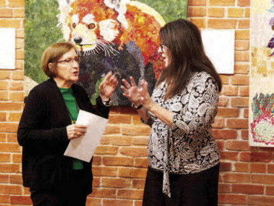 Gay Dobbs and Deborah Bradley during the CVQG meeting at the Texas Quilt Museum.