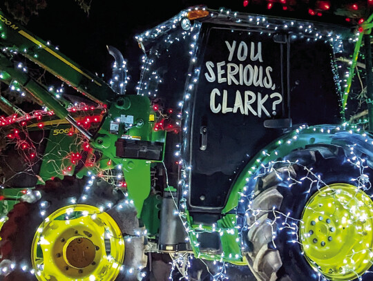 One of the lighted entries during the parade featured a decorated tractor.