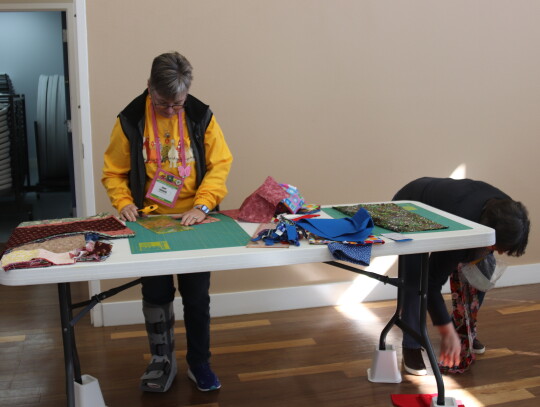 Sandy Courrier at cutting table Courtesy photos