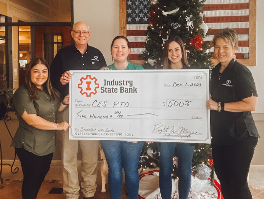 The Columbus Elementary School PTO received $500 from ISB for the Breakfast with Santa event.