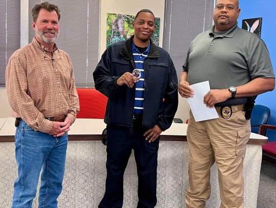 Mayor Tim Kelley and Eagle Lake PD Chief Don Chaney welcomed new officer Brandon Horton to the force. Courtesy photo