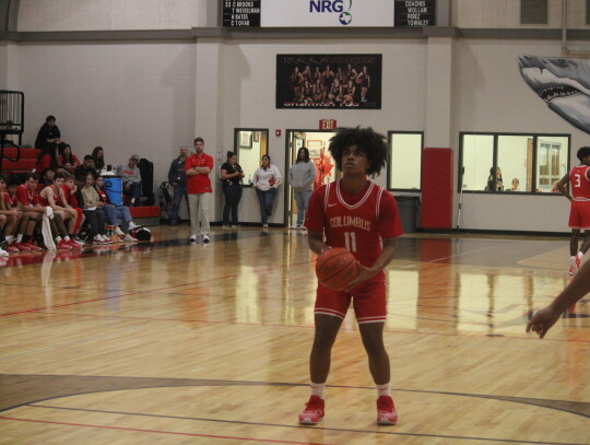 Trinity Thompson focuses in before shooting a free throw. 