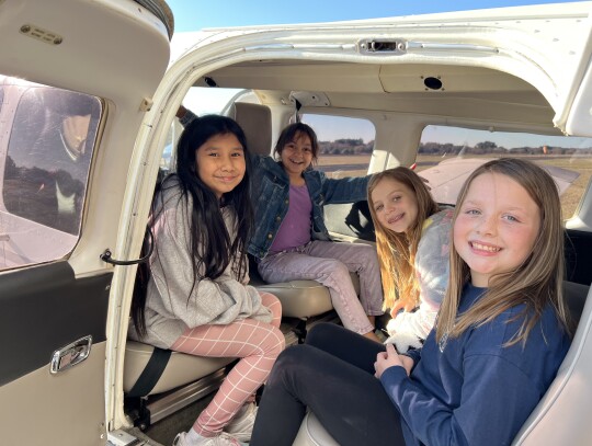 Jasmine Cordova, Bella Aguado, Savannah May and Emersyn Ellis try out the cabin. Courtesy photos