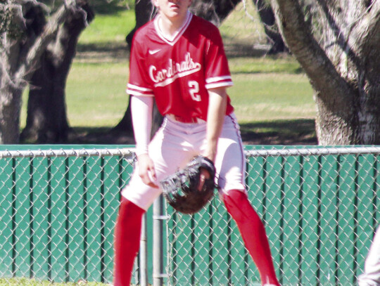 Brody Tribe keeping his foot on first base as the ball is thrown to him for an easy out. Citizen | Evan Hale