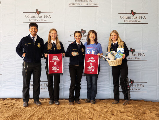 Mady Garcia; Bought by AL&amp;M Building Supply for $1,900. Pictured with Javier Mendoza, Alley Fitzgerald, Mady Garcia, Alison Korell and Sophia Wolters.