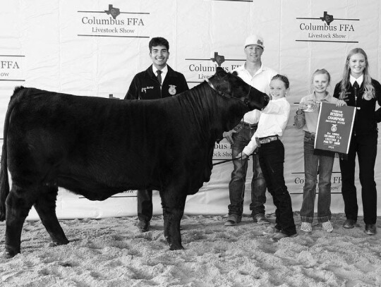 BREEDING HEIFER Brynn Pilat; Pictured with Javier Mendoza, Brentyn Pilat, Parker Pilat and Alley Fitzgerald.