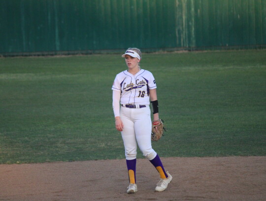 Hannah Fisbeck waits for the ball to be put in play before making a double play. Citizen | Evan Hale