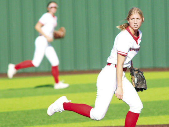 Taylor Morrow reacting to a ground ball hit in the infield.