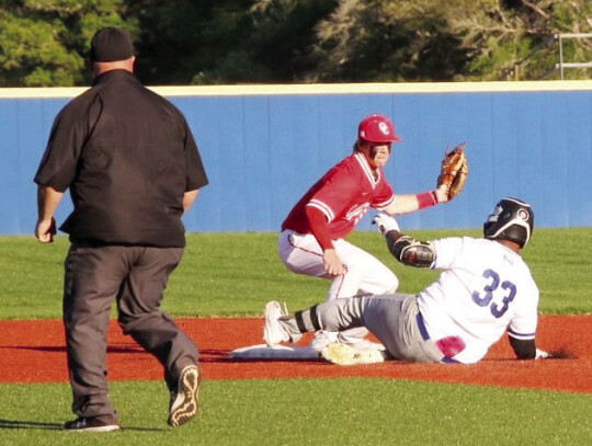 Keenan Hailey slides into second base to beat out the tag.